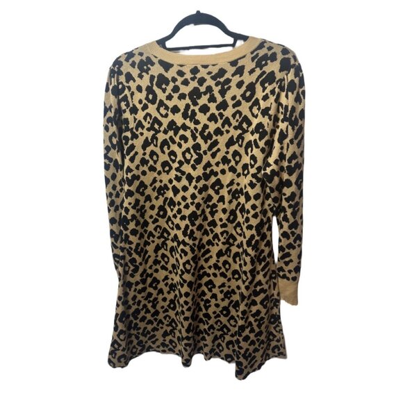 Loft Long Sleeve Animal  Print  Sweater Knitted  Tan Dress  Size Large - Picture 4 of 4